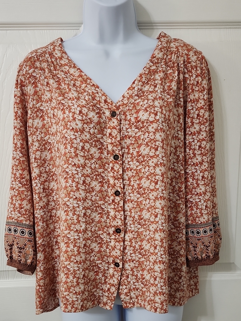 Floral Button Front Blouse